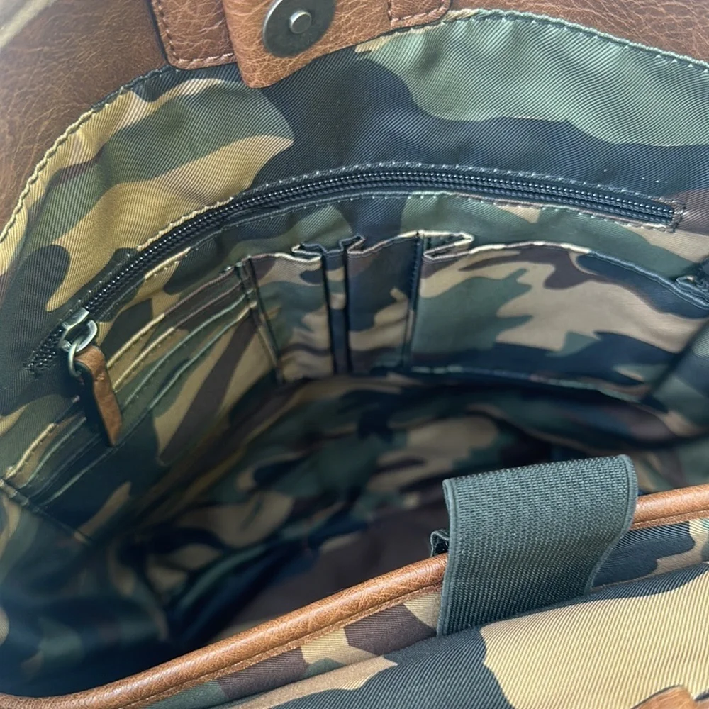 New AUTHENTIC GUESS Cargo /Military Leather Backpack